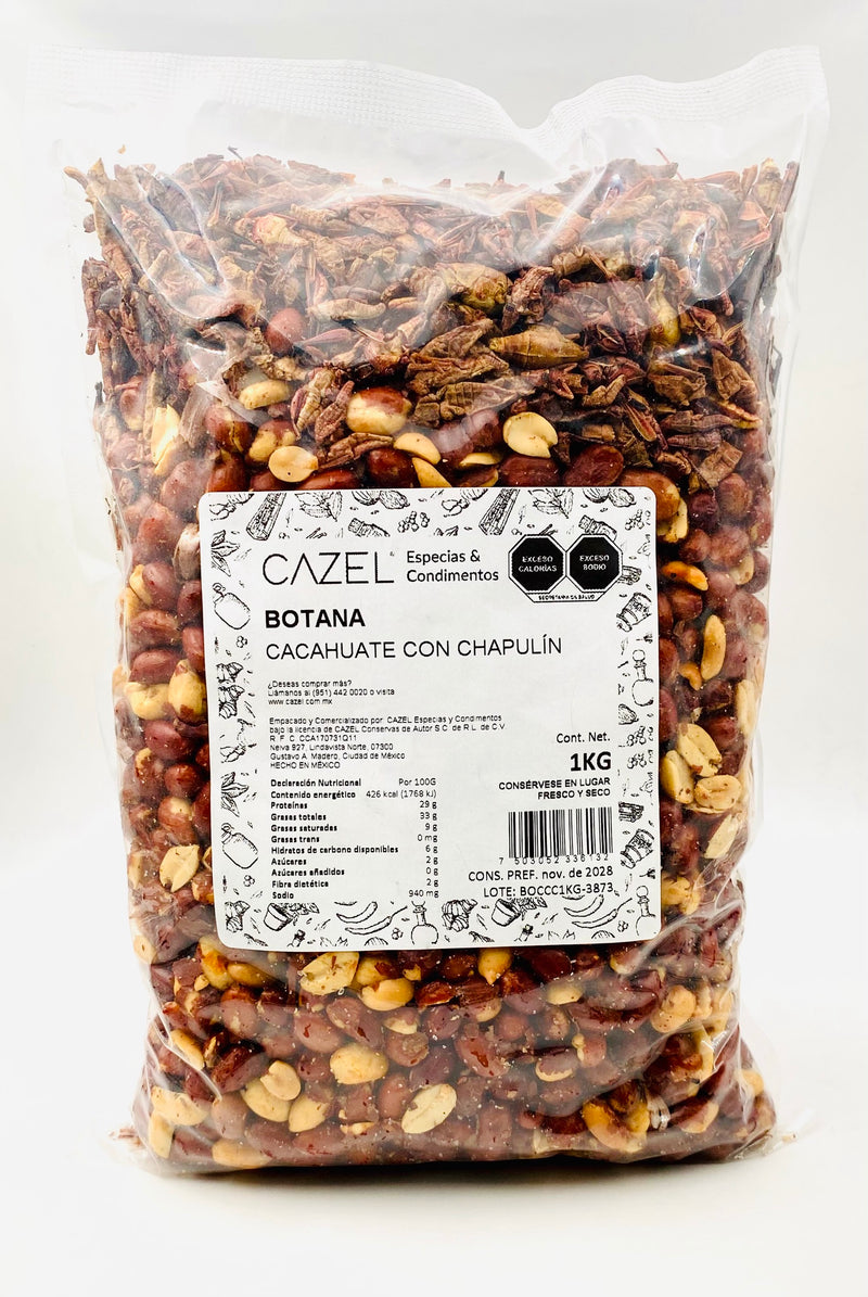 Botana Oaxaqueña Cacahuates Con Chapulines 1KG.