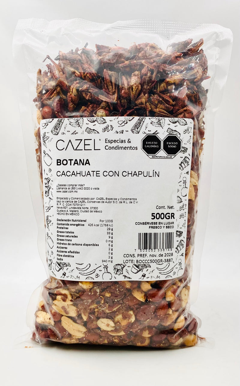 Botana Oaxaqueña Cacahuates Con Chapulines 500GR